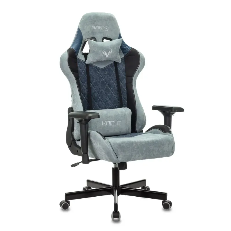 Кресло игровое геймерское Бюрократ VIKING 7 KNIGHT BL FABRIC синий текстиль/эко.кожа крестовина металл главное фото